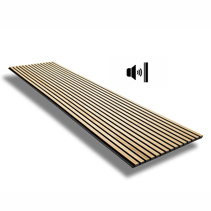 PANEL DE LISTONES LAMINADOS - ROBLE CL LMO02  CON FIELTRO ACÚSITICO GRIS - 2750 X 300